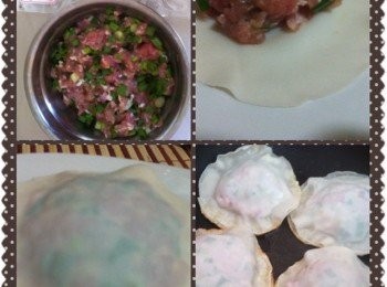 step1: 將肉碎和所有材料混合靜待10分鐘，。