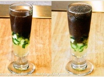 step4: 隨後倒入黑木耳露至九分滿，最後再放入經浸泡後奇亞籽即可。