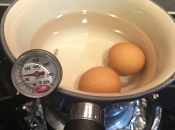 step1: 將水煲到70度熄火，放入雞蛋！
放到大約15分鐘就食得！
如果中途溫度下降，開火煲到70度然後熄火，再放至15分鐘！