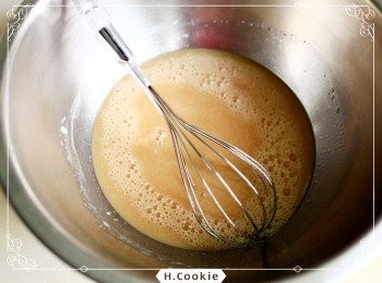 step1: 將糖漿+葵花油+豆漿混合攪拌均勻