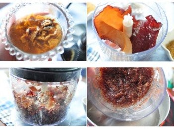 step2: 將龍眼乾泡水軟化與木耳放入調理機內絞成碎泥狀