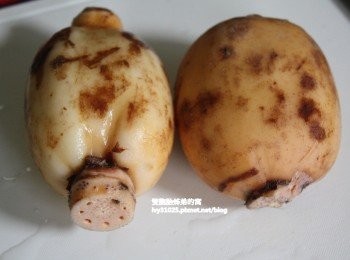 step2: 賣蓮藕的阿桑說可以把蓮藕再用乾淨的菜瓜布再刷乾淨點，蓮藕連皮下去煮會更好更營養，有時我懶得再刷菜瓜布就削皮下去煮。

左邊是刷洗完的蓮藕，右邊是尚未刷洗過的蓮藕。