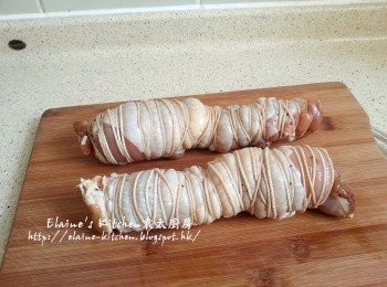 step7: 卷起後用料理棉繩紮實放置30分鐘
