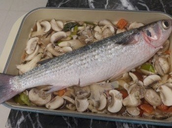 step3: 蒸好的上湯後可試味,如需添加調味可以這時調味,上湯準備好後將烏頭放入上湯蒸13分鐘。(或用明爐上枱煮熟)