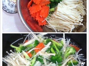 step1: 將所以蔬菜燙過燒水，瀝乾水分待用