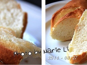 step9: 其實，《法國麵包》並不難
材料與作法都很簡單
只要給予足夠的時間讓它發酵熟成
就能做出好吃的《法棍麵包》來了。

這個麵包即使什麼都不沾抹
一口咬下去
不只會聽到外皮在嘴裡裂開來的咇啵聲響
裡面的麵包體
更是軟Q好吃，越嚼越香喔！！