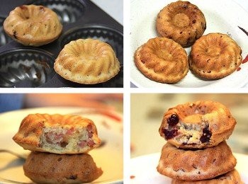 step7: 烤好的《咕咕霍夫鬆餅》是不是很可愛啊！？

表皮是帶著脆度的口感
裡面則是宛如雞蛋糕的香鬆
無論是微酸的蔓越莓乾
還是迷人的火腿香
兩種口味都很能滿足口腹之慾喔！