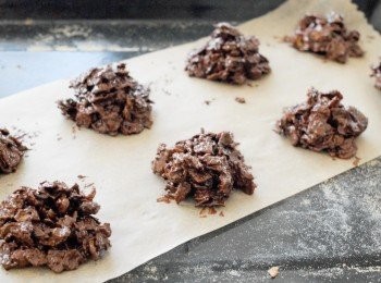 step3: 將一湯匙的粟米脆片放在牛油紙上，放在室溫靜置約一個小時即成～