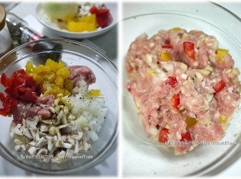 step1: 1 除了培根，其餘<span class="group_1">食材</span>切丁後，撒入黑胡椒、鹽拌勻