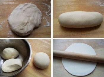 step3: 面醒好後，取出分成若干份，取一份再揉圓擀開。