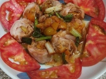 step4: 蔥燒的"雞腿封金棗"即完成。