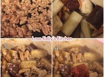 step1: 肉碎用調味料醃15分鐘，落鑊煮至半熟，盛起備用；