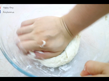 step2: 混合高筋麵粉、乾酵母混合物、水、糖、鹽，揉成麵糰。