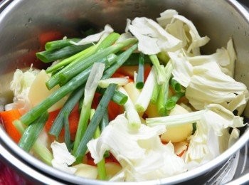 step2: 將所有的備料鮮蔬放入鍋中
