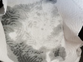 step1: 先在電飯煲上放上一張廚房紙巾