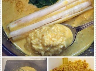 step1: 印尼薑黃飯 Nasi Kuning

材料與份量（參考） ：

(1) 椰奶......240ml
(2) 泰國香米......1 1/2 量米杯
(3) 糯米......1/2量米杯
(4) 黃糖......約1/2茶匙
(5) 鹽......1/4茶匙
(6) 香茅......半條
(7) 檸檬葉……2－3塊
(8) 薑黃粉……2茶匙