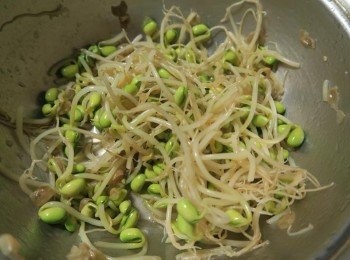 step2: 黃豆芽煮熟拌入麻油大蒜少許鹽巴調味