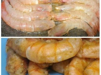 step2: 中蝦煎至金黃後撈起瀝油。