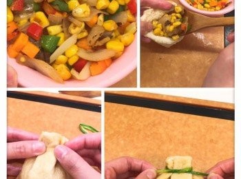 step1: 將布包豆切開一半，放入滾水內飛水備用。