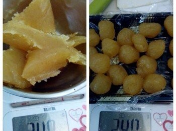 step6: 同時就分割鳳梨餡成20等份，每份約12G