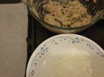 step2: 將鯪魚肉和咸魚蓉攪混,準備生粉。