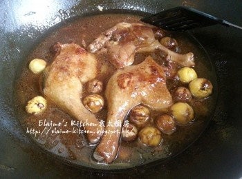 step6: 鴨腿炆1小時後加入栗子拌勻