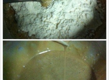 step2: 篩入自發粉，輕輕的攪拌均勻
【這個時候可以預熱蒸爐】