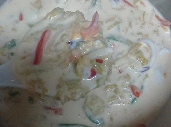 step7: 鑊洗淨加入適量油煮熱，盛一勺粉漿入鑊中