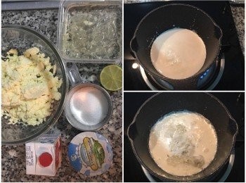 step3: <span class="group_4">奶酪起司醬</span>:
吉利丁先泡可飲用的冰水(如吉利粉則用37g冷水泡發) 取一小碗或鍋倒入食譜中1半的鮮奶油(35g)微波1.5-2分鐘至快滾即可(或者用煮的較好掌控),趁熱將泡軟的吉利丁瀝水擠乾後放入，攪拌到溶解後備用。 室溫奶酪起司加入剩下的材料，攪拌到細緻均勻(亦可過篩)然後加入鮮奶油吉利丁混合液，再次攪拌均勻。