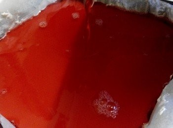 step10: 將攪拌好的草莓果凍倒入布丁上面，再次放入冰箱30分鐘即可。