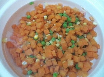 step3: 砂鍋裡加入1000c.c清水 , 倒入冷凍蔬菜 , 用中小火煮滾