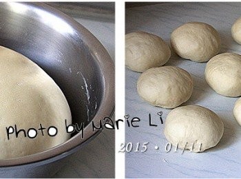 step3: 發酵後的麵糰切割成 12 份 (約每個80g)