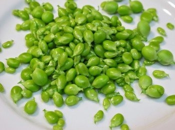 step2: 豌豆仁在滾水裡煮一分鐘後撈起備用。