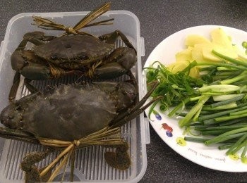 step1: 薑切片蔥切段備用。