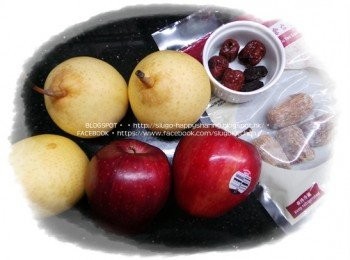 step1: 蘋果及雪梨切開，去芯；洗淨。