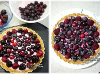 step2: 把野莓放到上頭裝飾後，放入冷涷庫一晚即可