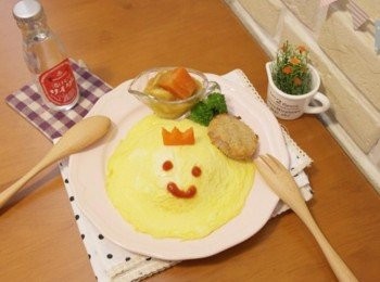 step14: 將白飯放入盤中並將<span class="group_2">蛋包</span>蓋上就成了簡單的<span class="group_2">蛋包</span>飯囉^^