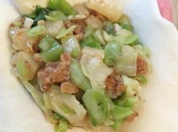 step6: step2: 適量餡料放上麵皮，包入餡料，封口，略壓扁成餅型，