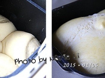 step5: 通常行程在這個 4分鐘空檔後會直接進入發酵階段。
所以動作盡可能快速，就算超過 4分鐘
機器已經進入了發酵階段也沒關係
麵糰擺入一樣可以讓它跑全程
不過取出麵糰揉搓、分割的動作
盡量不要超過五分鐘，以免影響發酵。