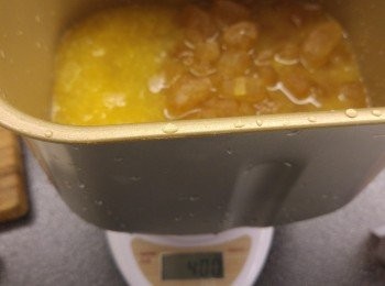 step7: 將柑果肉、柑果汁和檸檬汁混合再量重量, 最後加冰糖, 比例約 1: 0.5