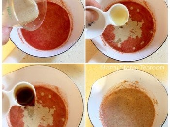 step4: 將日式胡麻醬、醬油和米醋加入蕃茄醬內，攪拌均勻便完成醬汁。