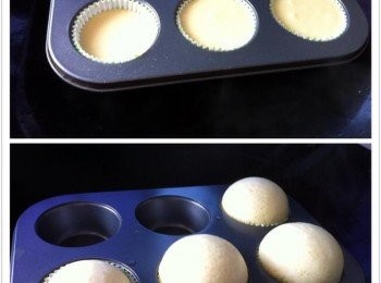 step4: 馬上可以送進預熱好的蒸爐，大火蒸15-20分鐘即可
【蒸的過程，好奇的你千萬不要偷看哦！以免水蒸氣掉入蛋糕里^^】
最期待的一刻，就是打開鍋蓋。。。看見漲噗噗的小傢伙^^