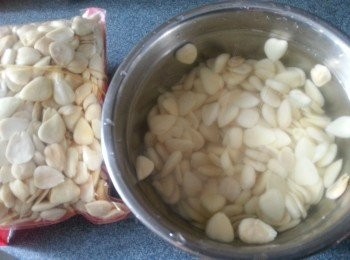 step1: 南杏洗淨後,先用食用開水約600g浸4小時以上,最好放入雪櫃雪一晚