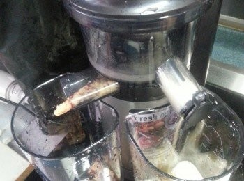 step4: 先用慢磨果汁機榨蘋果汁