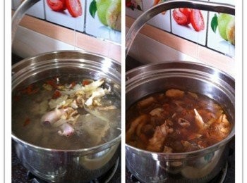 step2: 取出鍋加入食水煮滾，加入所有材料大火煮滾20左右分鐘，轉小火煲1小時左右即可