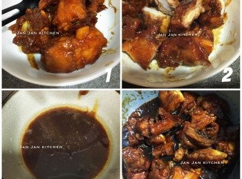 step2: 自行計時炆1小時，其間需反一下豬軟骨，最後隔渣保留汁液，取出大件的豬軟骨剪成細塊，連汁液再倒回飯鍋按煮飯掣多炆15-20分鐘至收汁即可。原因是太早剪細來炆會縮晒水同乾，但唔剪細，大件嘅骨就會無咁腍。因即使大大件炆得太長時間，怕肉都會好柴口。