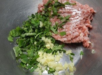 step1: 將<span class="group_2">肉丸</span>材料全放入盆內，先拌勻