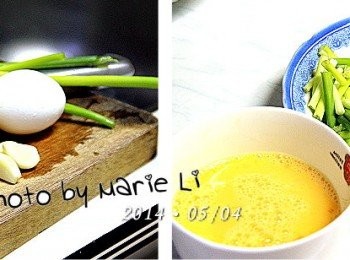 step1: 將蕃茄洗淨去掉蒂頭，切成塊狀
青蔥切段、蒜瓣拍碎，雞蛋則打散備用