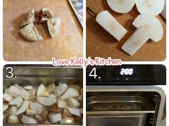 step1: 蒸爐燉做法：
將所有材料洗淨，無花果同鴨嘴梨切件，鴨嘴梨不要心，放水及所有材料入盆，入蒸爐燉2小時就可以