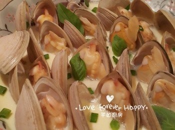 step7: 隔水蒸約10分鐘, 食前加上蔥粒, 即成